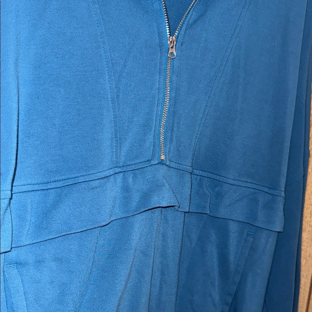 Danskin Teal Quarter-Zip Cowl Neck Pullover - Picture 2 of 5